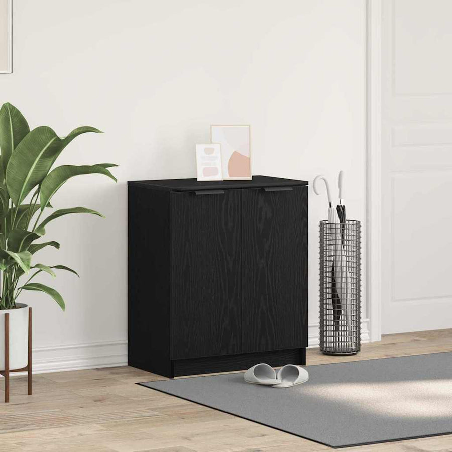 Shoe Cabinet Black Oak Engineered Wood