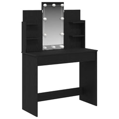 Dressing Table with LED Lights 96x40x142 cm Black oak