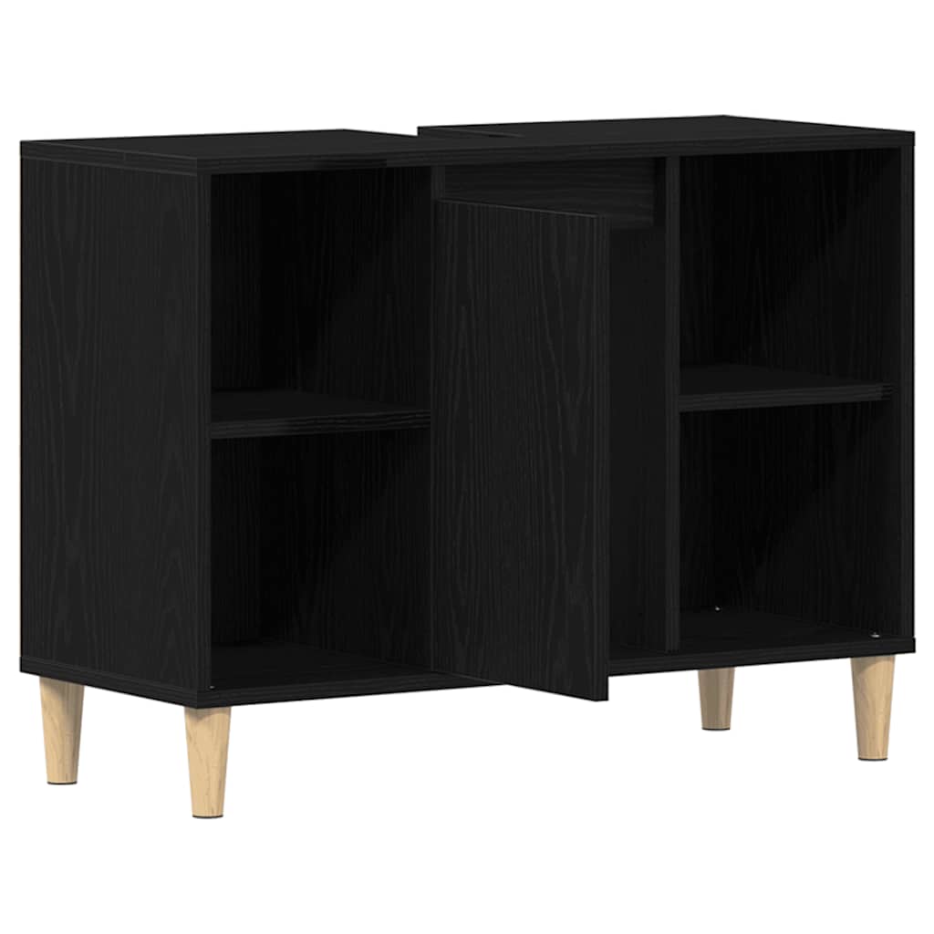 vidaXL Sink Cabinet Black Oak 80x33x60 cm Engineered Wood 2
