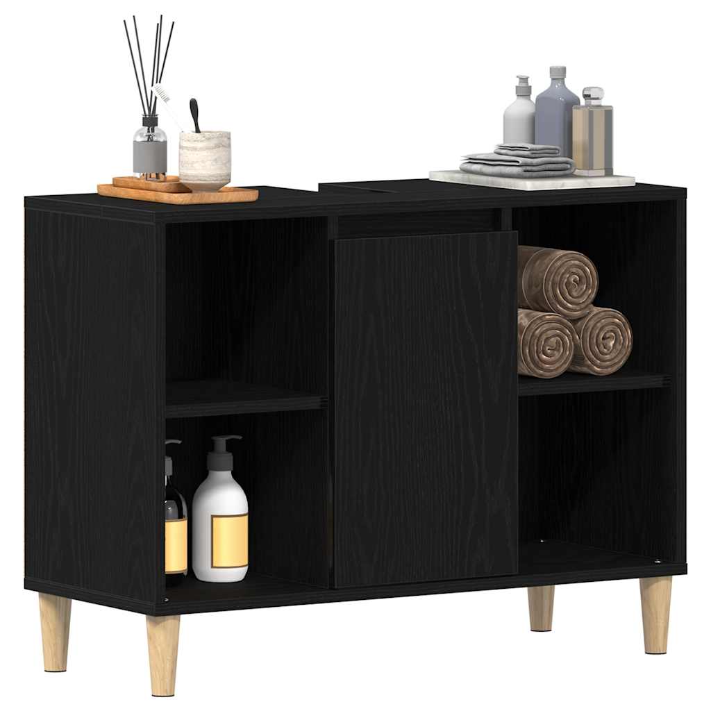 vidaXL Sink Cabinet Black Oak 80x33x60 cm Engineered Wood 4