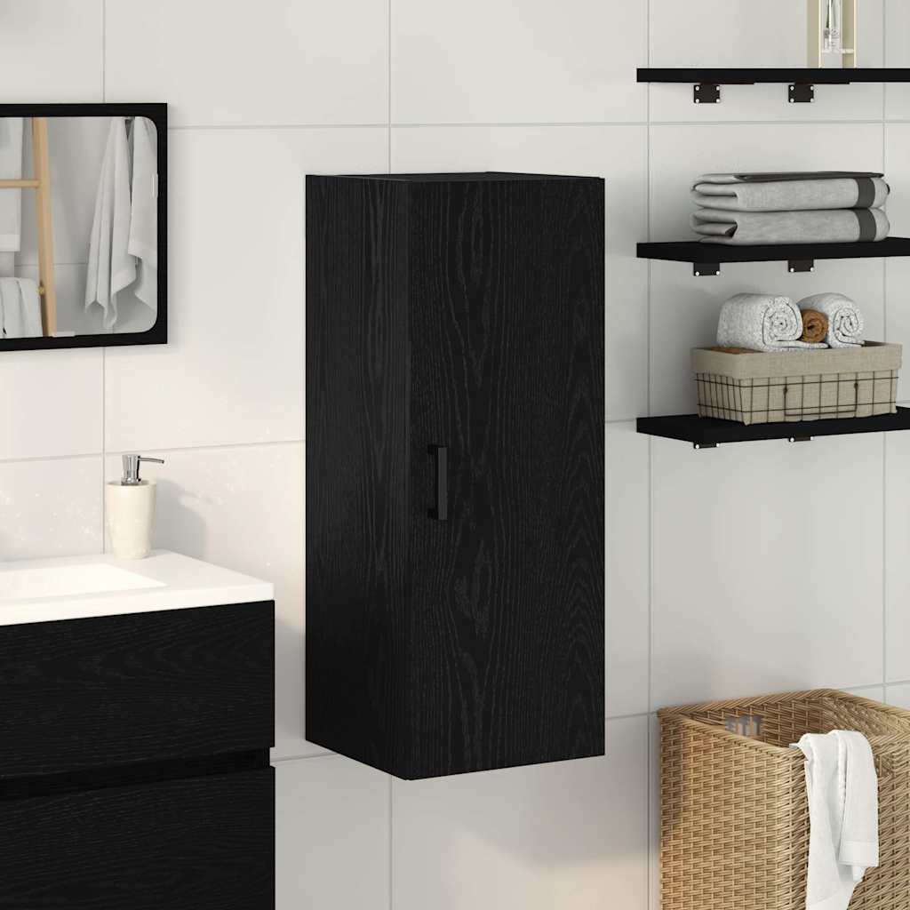 vidaXL Wall Mounted Cabinet Black Oak 34.5x34x90 cm Engineered Wood 1