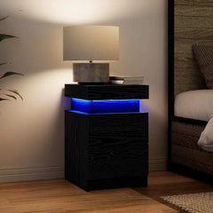 vidaXL Bedside Cabinet Black Oak 35 x 39 x 55 cm Engineered wood 4