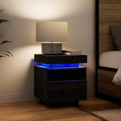 vidaXL Bedside Cabinet Black Oak 40 x 39 x 48.5 cm Engineered wood 4