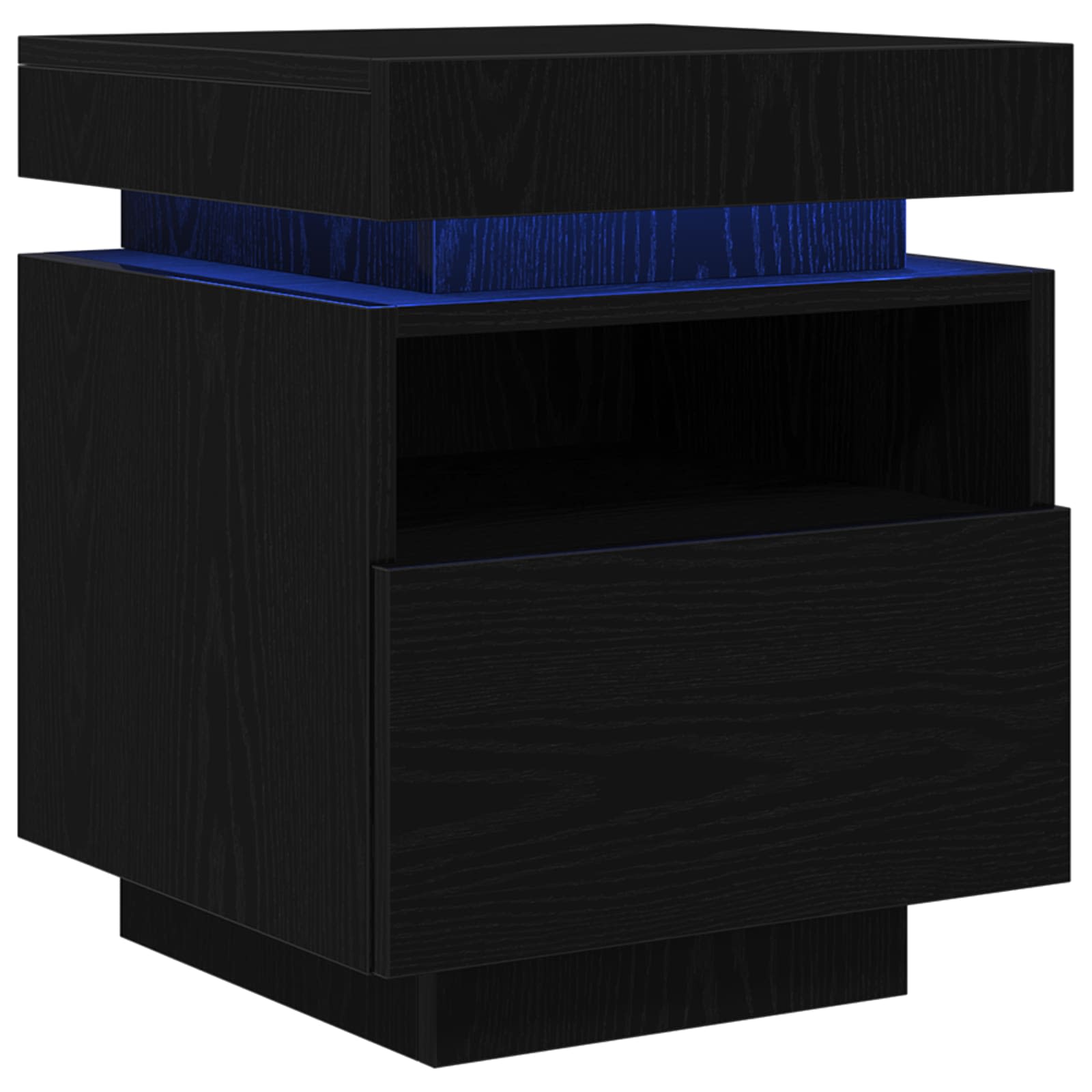 vidaXL Bedside Cabinet Black Oak 40 x 39 x 48.5 cm Engineered wood 2