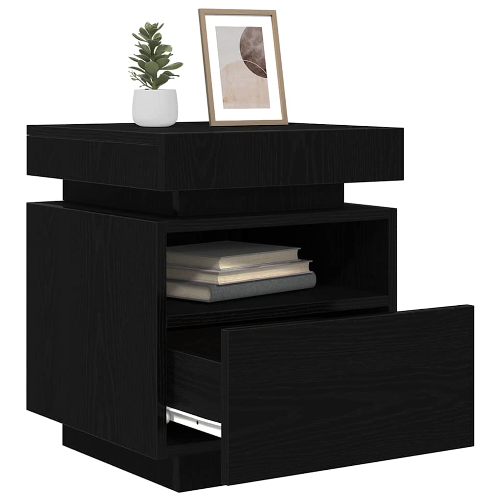 vidaXL Bedside Cabinet 2 pcs Black Oak 40 x 39 x 48.5 cm 3