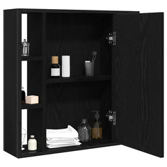 vidaXL Bathroom Mirror Cabinet Black Oak 60x16x60 cm Engineered Wood 3
