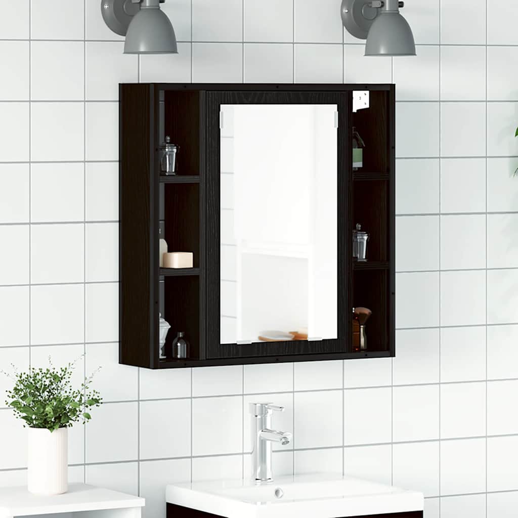 vidaXL Bathroom Mirror Cabinet Black Oak 60x16x60 cm Engineered Wood 1