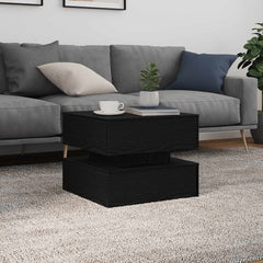 vidaXL Coffee Table with LED Lights Black Oak 50x50x40 cm 4