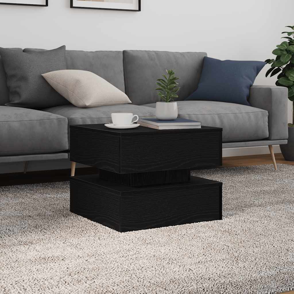 vidaXL Coffee Table with LED Lights Black Oak 50x50x40 cm 4