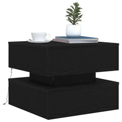 vidaXL Coffee Table with LED Lights Black Oak 50x50x40 cm 6