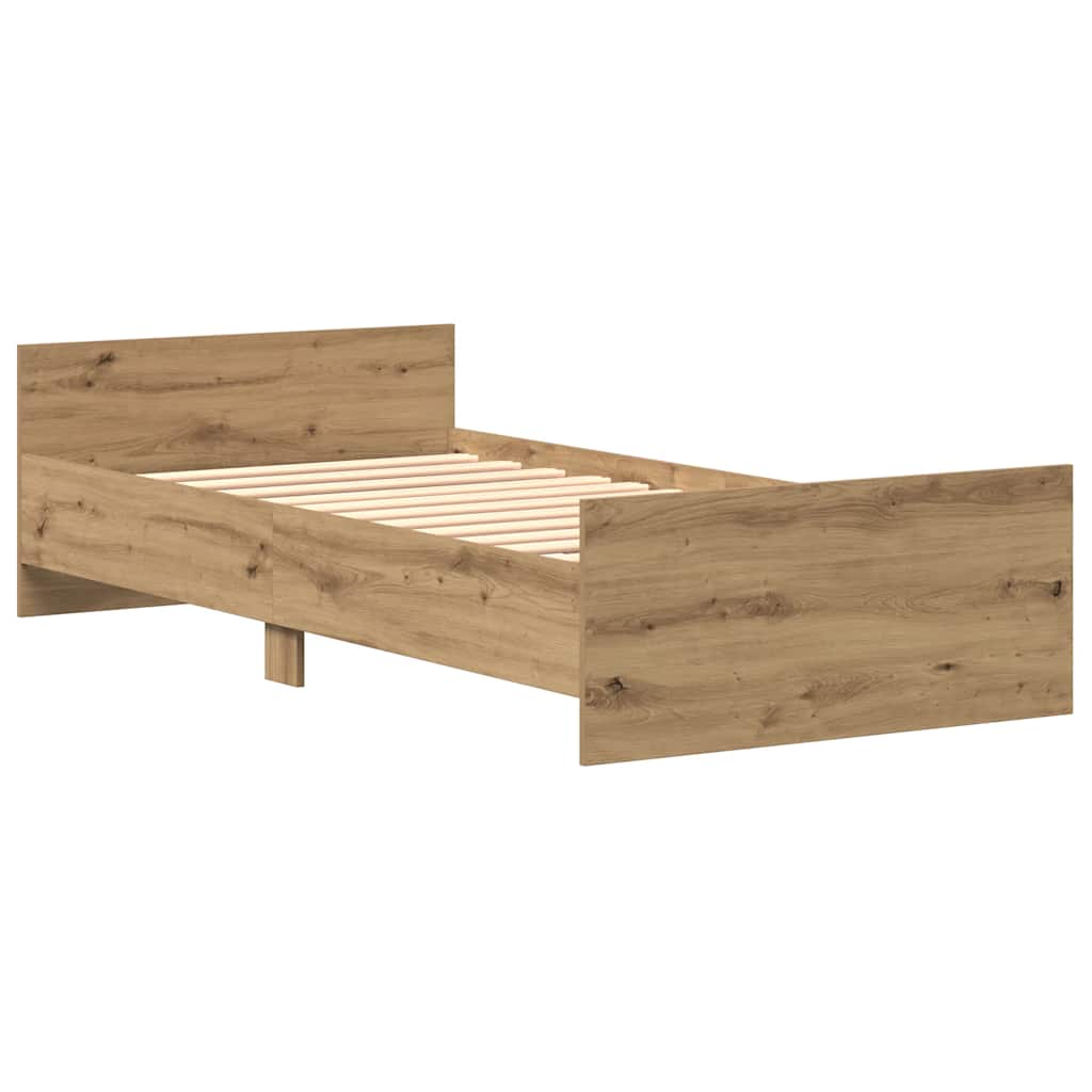 vidaXL Bed Frame without Mattress Artisan Oak 75x190 cm Engineered Wood 4