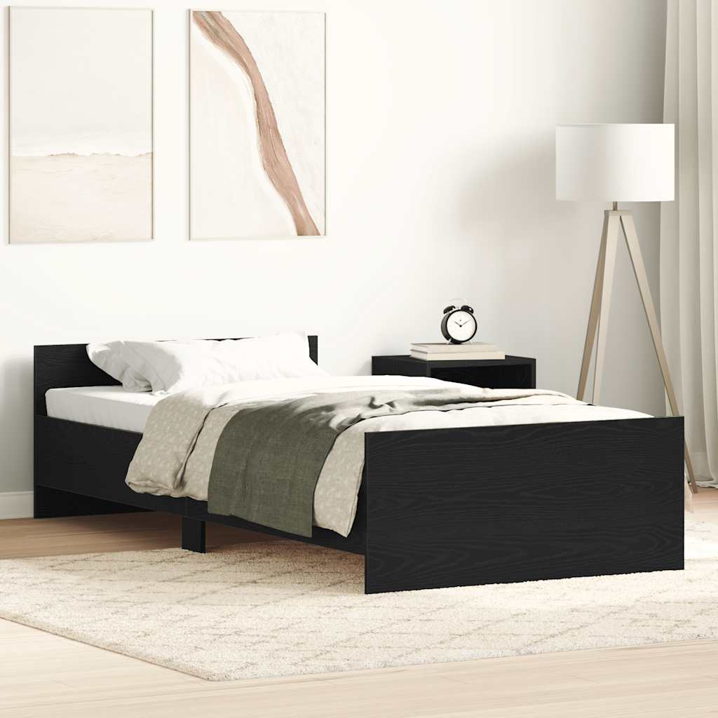 vidaXL Bed Frame without Mattress Black Oak 75x190 cm Engineered Wood 1