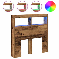 vidaXL Headboard Cabinet with LED Old Wood 100x17x102 cm 2