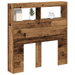 vidaXL Headboard Cabinet with LED Old Wood 100x17x102 cm 5