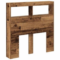vidaXL Headboard Cabinet with LED Old Wood 100x17x102 cm 6