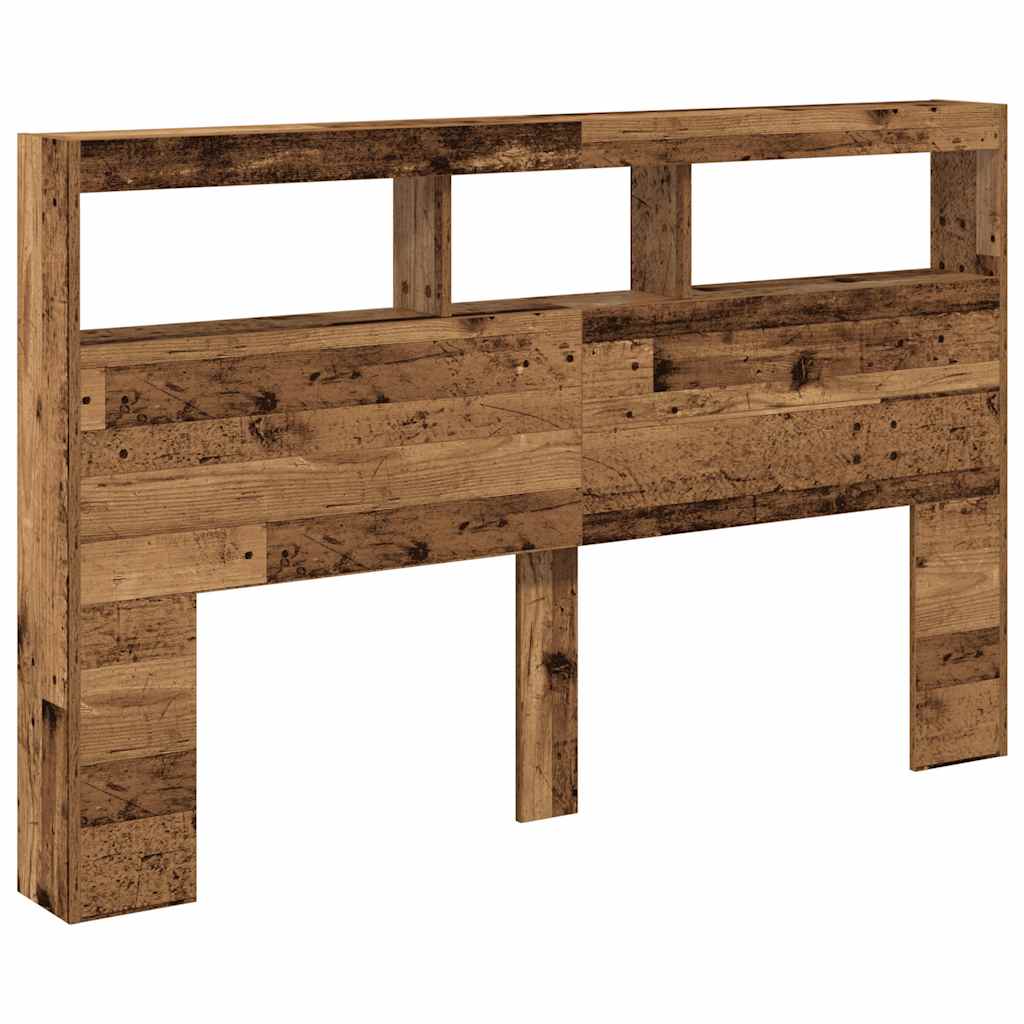 Headboard Cabinet with LED 160 x 17 x 102 cm Old wood