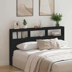 Headboard Cabinet with LED 180 x 17 x 102 cm Black oak