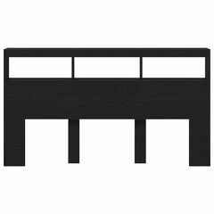Headboard Cabinet with LED 180 x 17 x 102 cm Black oak