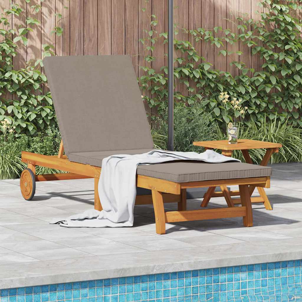 Sun Lounger 2 pcs Solid Acacia Wood Brown Taupe Sun lounger