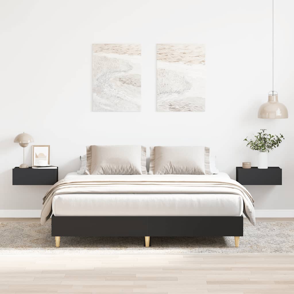 Bed Frame No Mattress Engineered Wood 140 x 200 cm Black