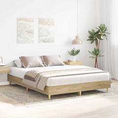 Bed Frame No Mattress Engineered Wood 140 x 200 cm Sonoma oak