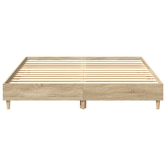Bed Frame No Mattress Engineered Wood 140 x 200 cm Sonoma oak