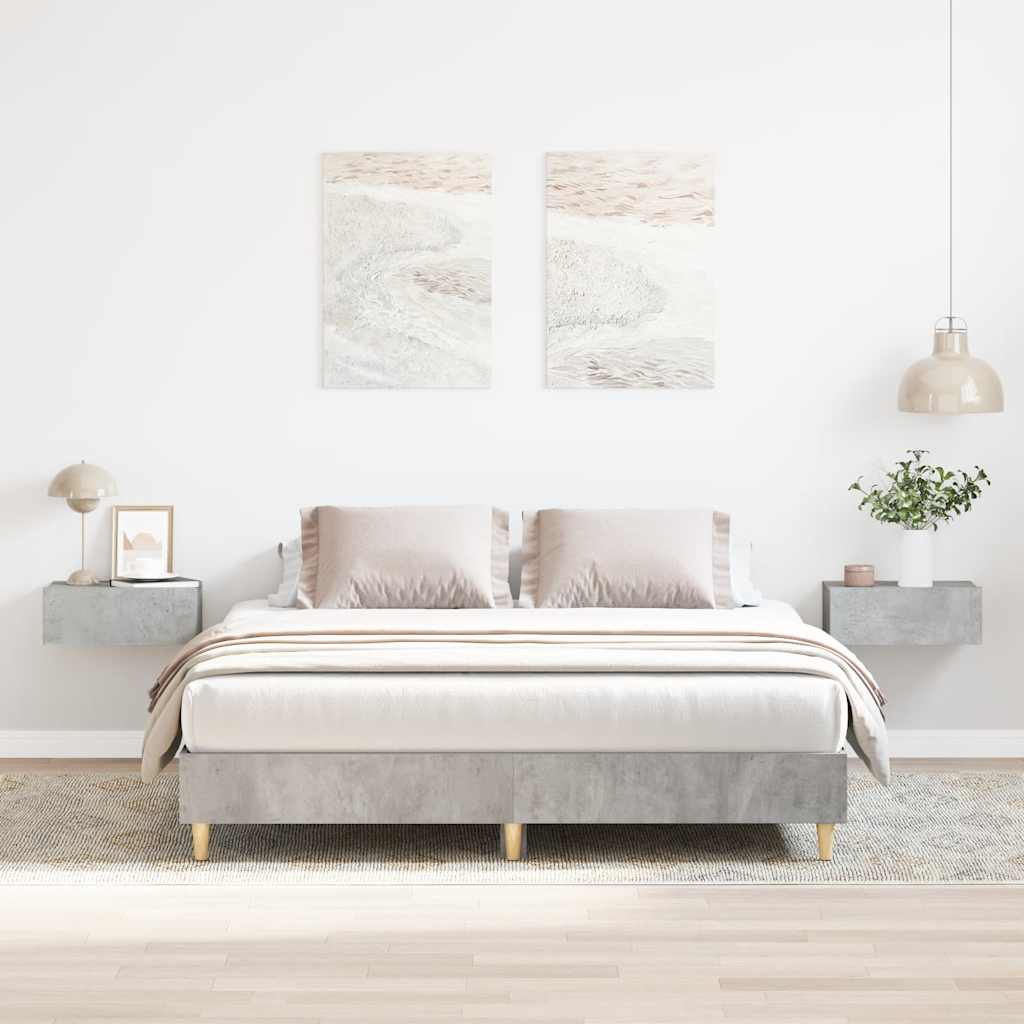 Bed Frame No Mattress Engineered Wood 140 x 200 cm Concrete grey