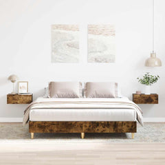 Bed Frame No Mattress Engineered Wood 140 x 200 cm Smoked oak