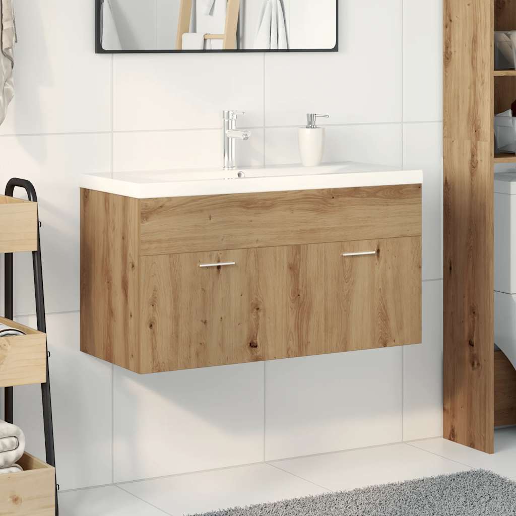 vidaXL Sink Cabinet with Built-in Basin Artisan Oak Engineered Wood 3