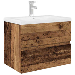 vidaXL Sink Cabinet with Built-in Basin and Faucet Old Wood 2