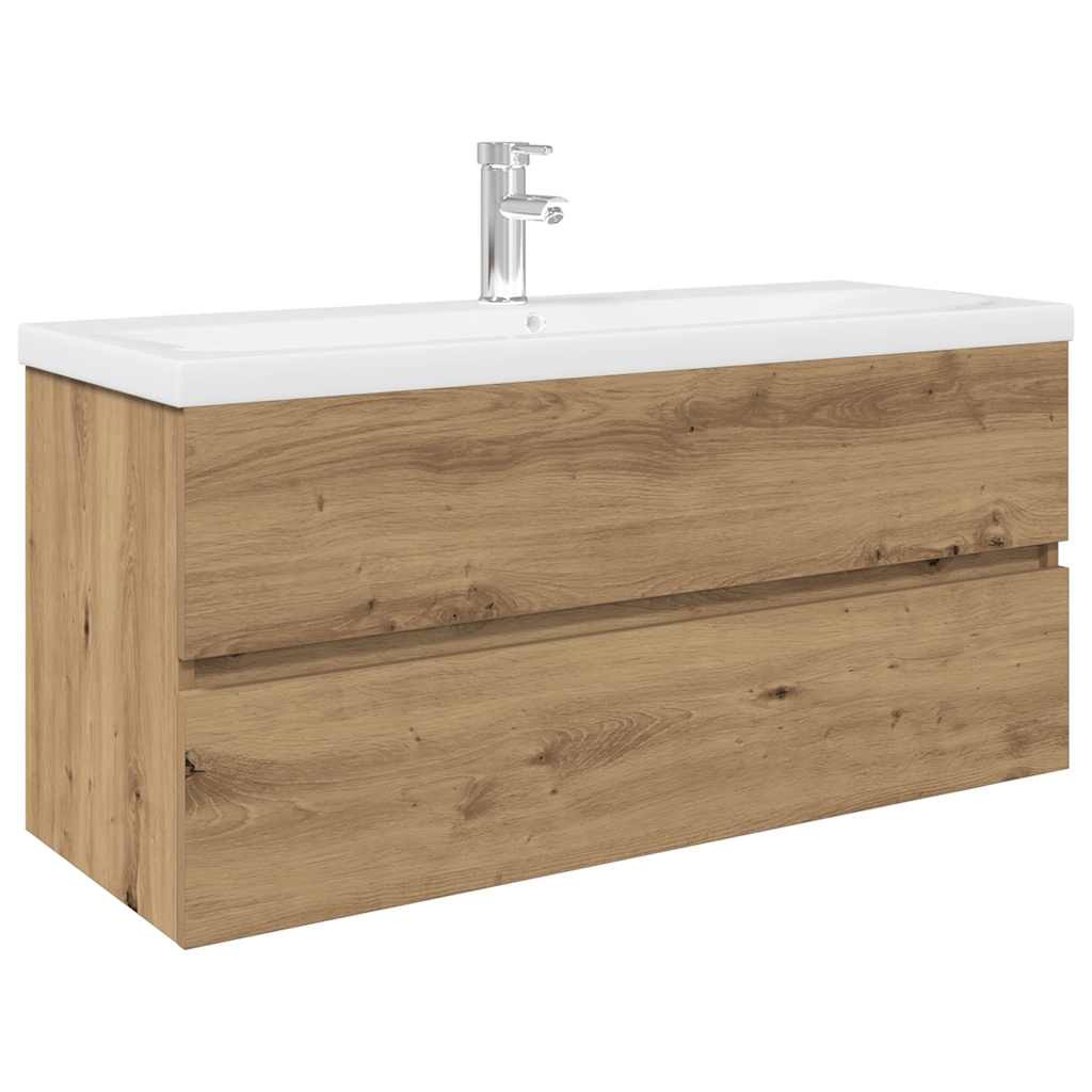 vidaXL Sink Cabinet with Built-in Basin and Faucet Artisan Oak 2