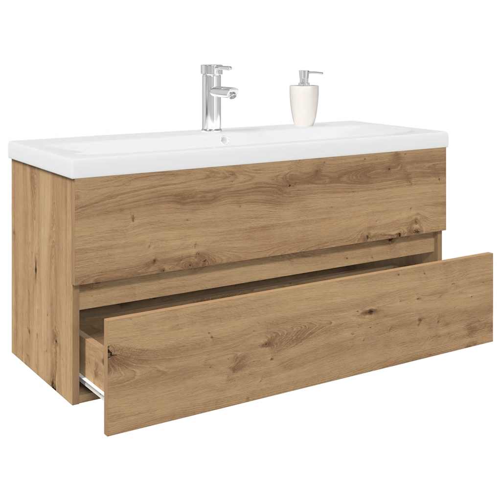 vidaXL Sink Cabinet with Built-in Basin and Faucet Artisan Oak 1