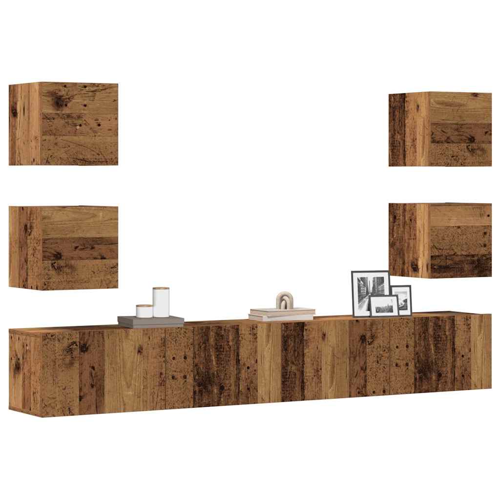 6 Piece TV Cabinet Set Engineered Wood Width 200 cm Old wood
