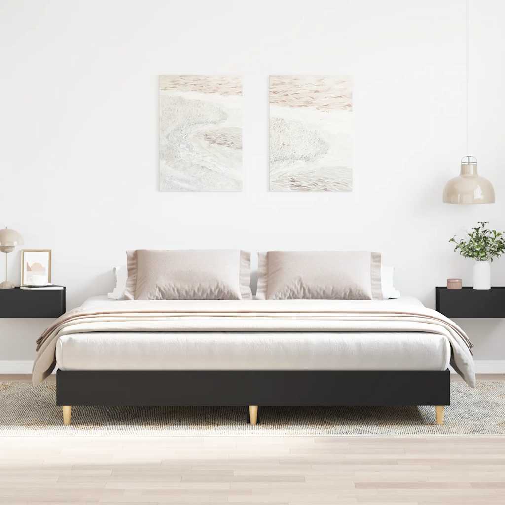 Bed Frame No Mattress Engineered Wood Black 180 x 200 cm