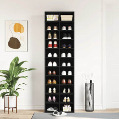 vidaXL Shoe Cabinet Black Oak 54x34x183 cm Engineered Wood 3
