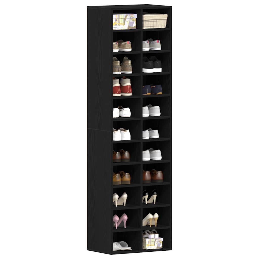 vidaXL Shoe Cabinet Black Oak 54x34x183 cm Engineered Wood 4