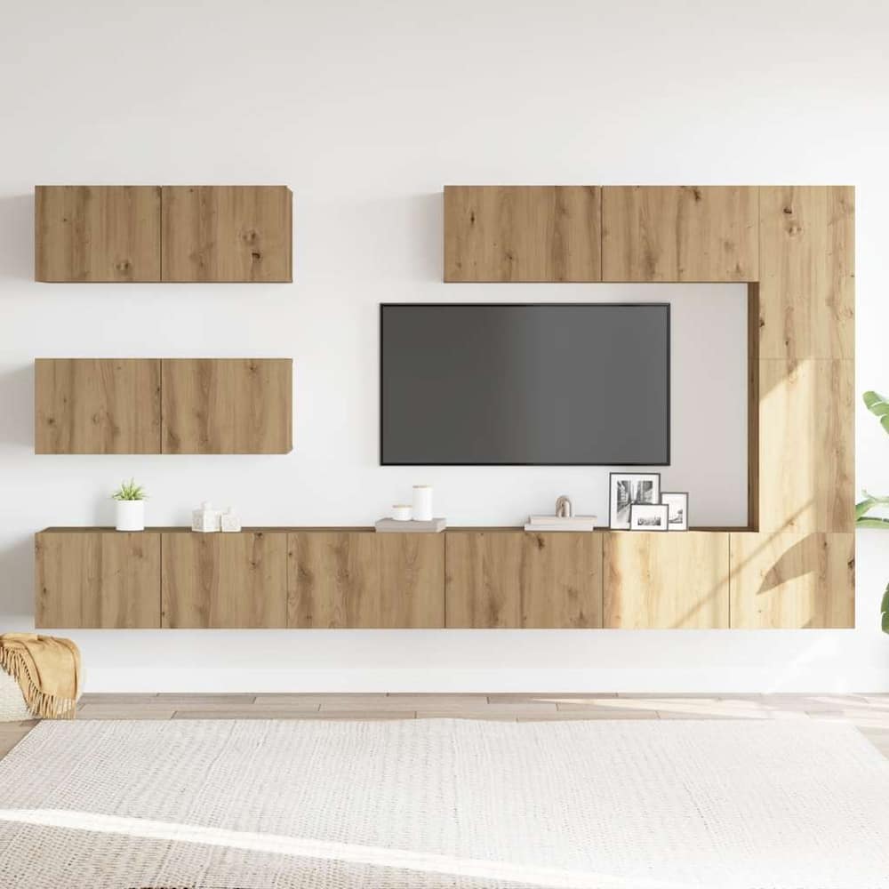 vidaXL 7 Piece TV Cabinet Set Wall-mounted Artisan Oak Engineered Wood 3