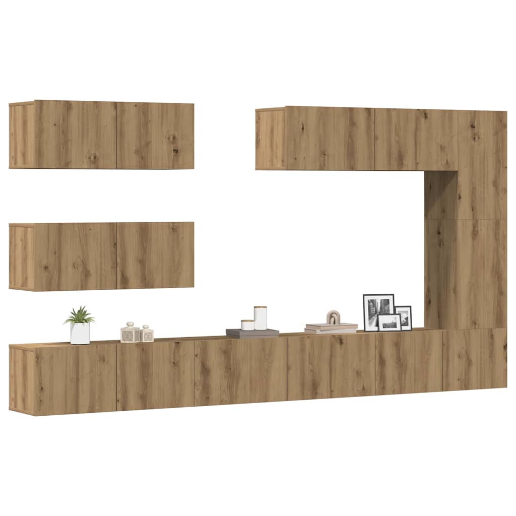 vidaXL 7 Piece TV Cabinet Set Wall-mounted Artisan Oak Engineered Wood 1