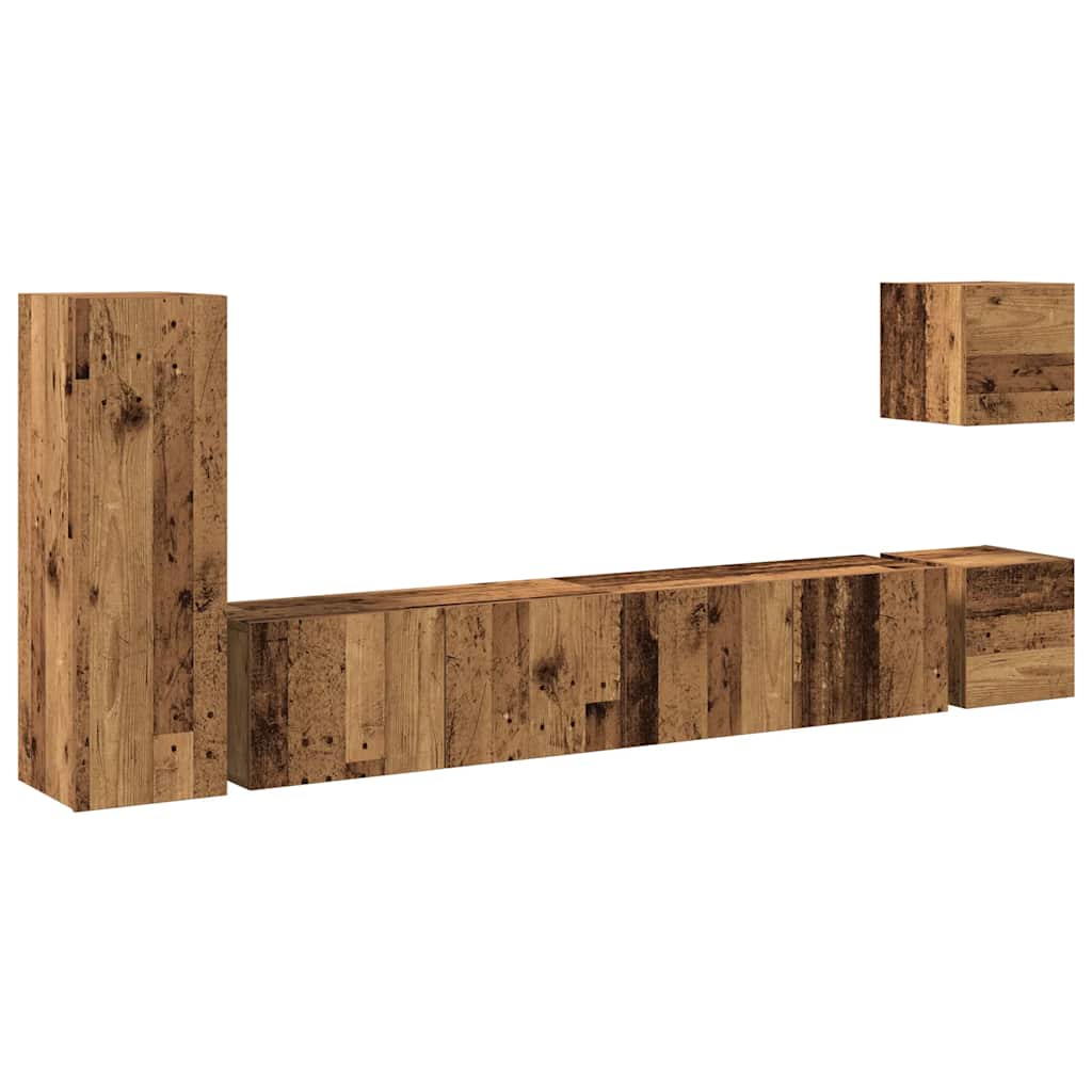 vidaXL 5 Piece TV Cabinet Set Wall-mounted Old Wood Engineered Wood 2