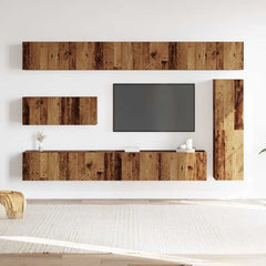 7 Piece TV Cabinet Set Engineered Wood Width 100 cm Old wood