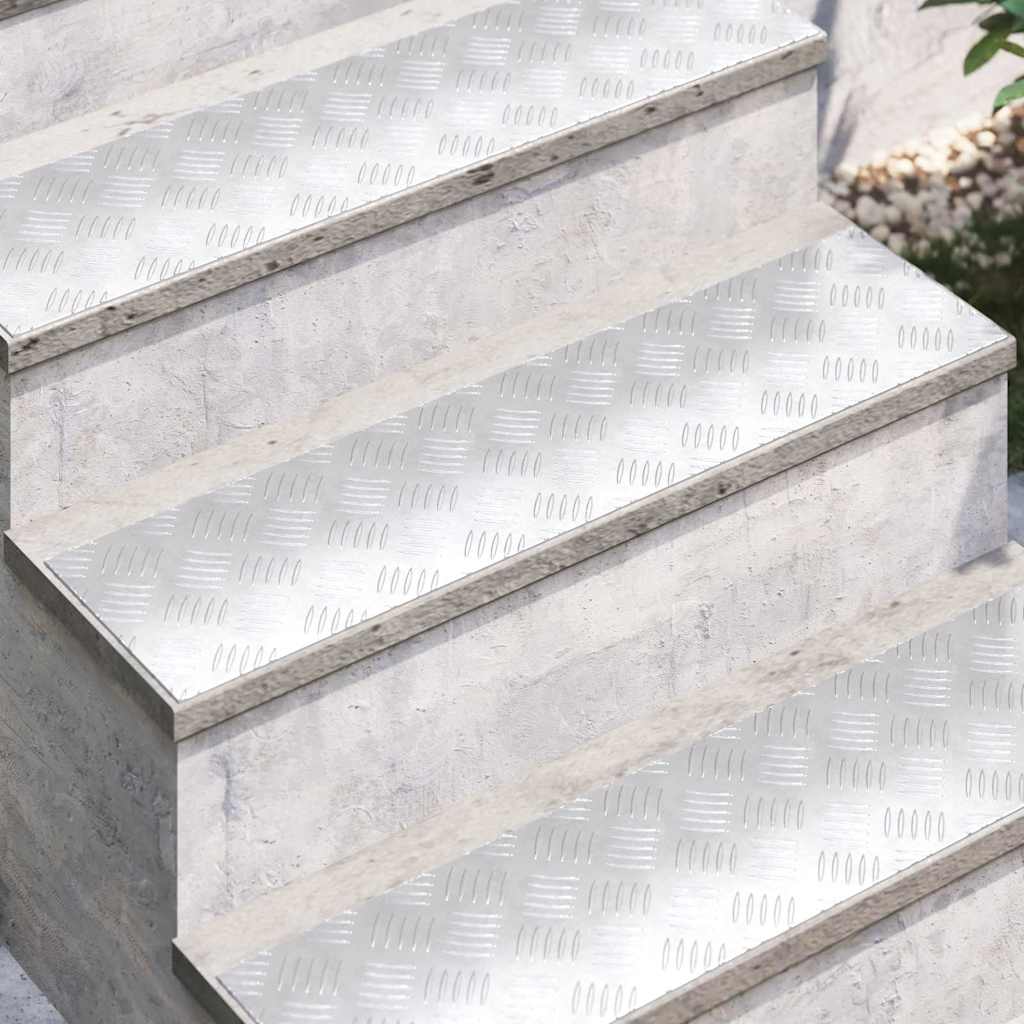 vidaXL Stair Tread 4 pcs 80 x 20 cm Silver Aluminium Rectangular 3