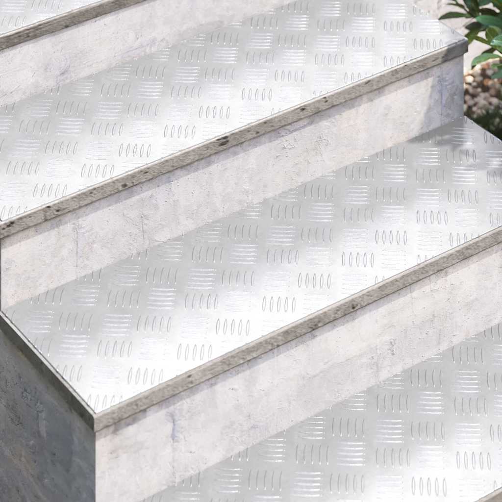 vidaXL Stair Tread 2 pcs 100 x 30 cm Silver Aluminium Rectangular 3
