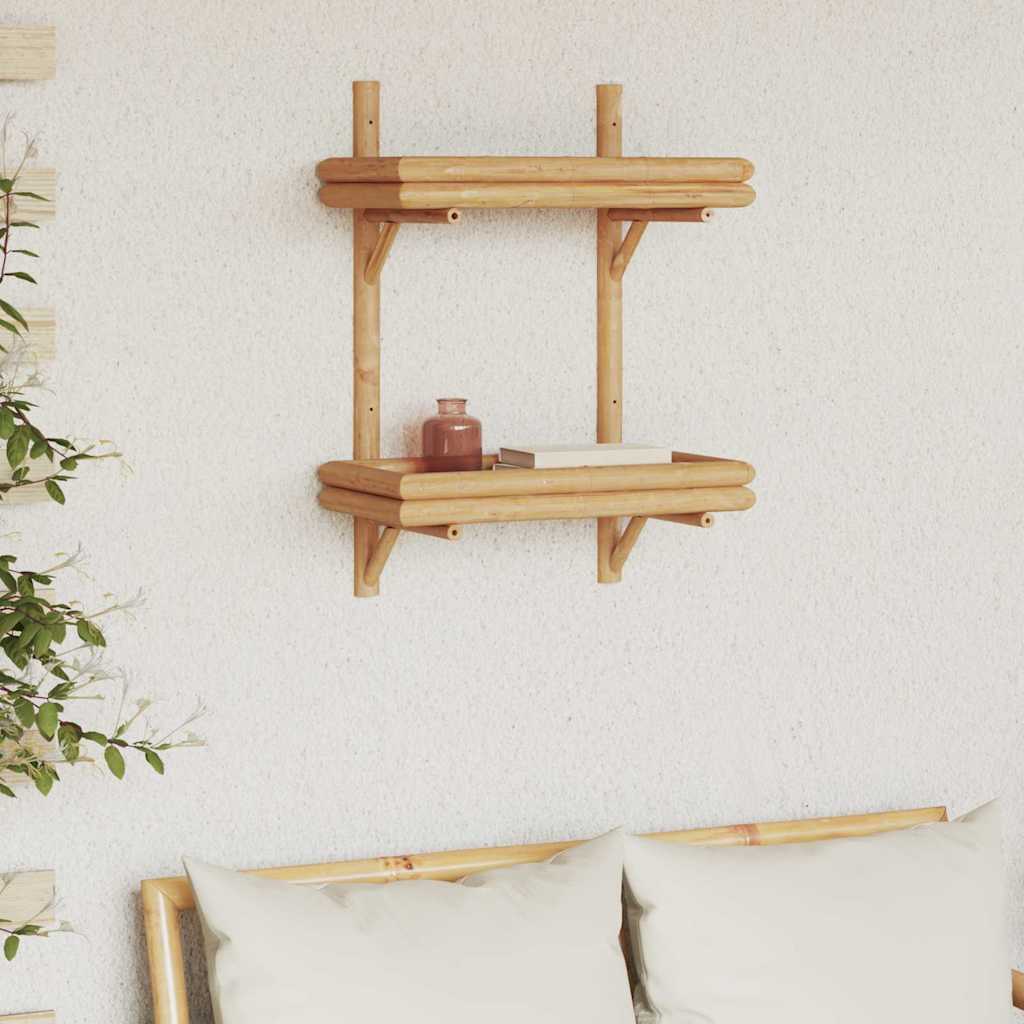 vidaXL Wall Shelf Wall-Mounted Brown 39 x 26 x 60 cm Bamboo 1