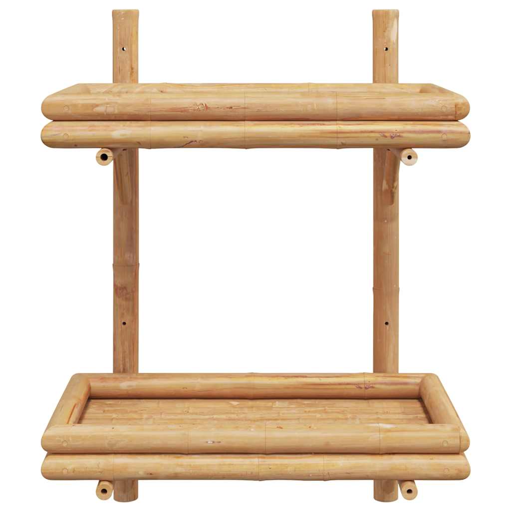 vidaXL Wall Shelf Wall-Mounted Brown 39 x 26 x 60 cm Bamboo 6