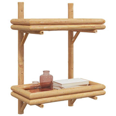 vidaXL Wall Shelf Wall-Mounted Brown 39 x 26 x 60 cm Bamboo 3