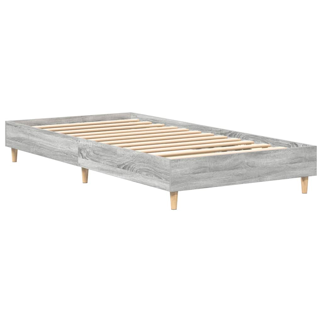 vidaXL Bed Frame Grey Sonoma 203 x 93 x 25 cm Engineered Wood 4