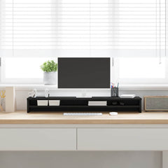 vidaXL Monitor Stand Black Oak 100x24x13 cm Engineered Wood 3