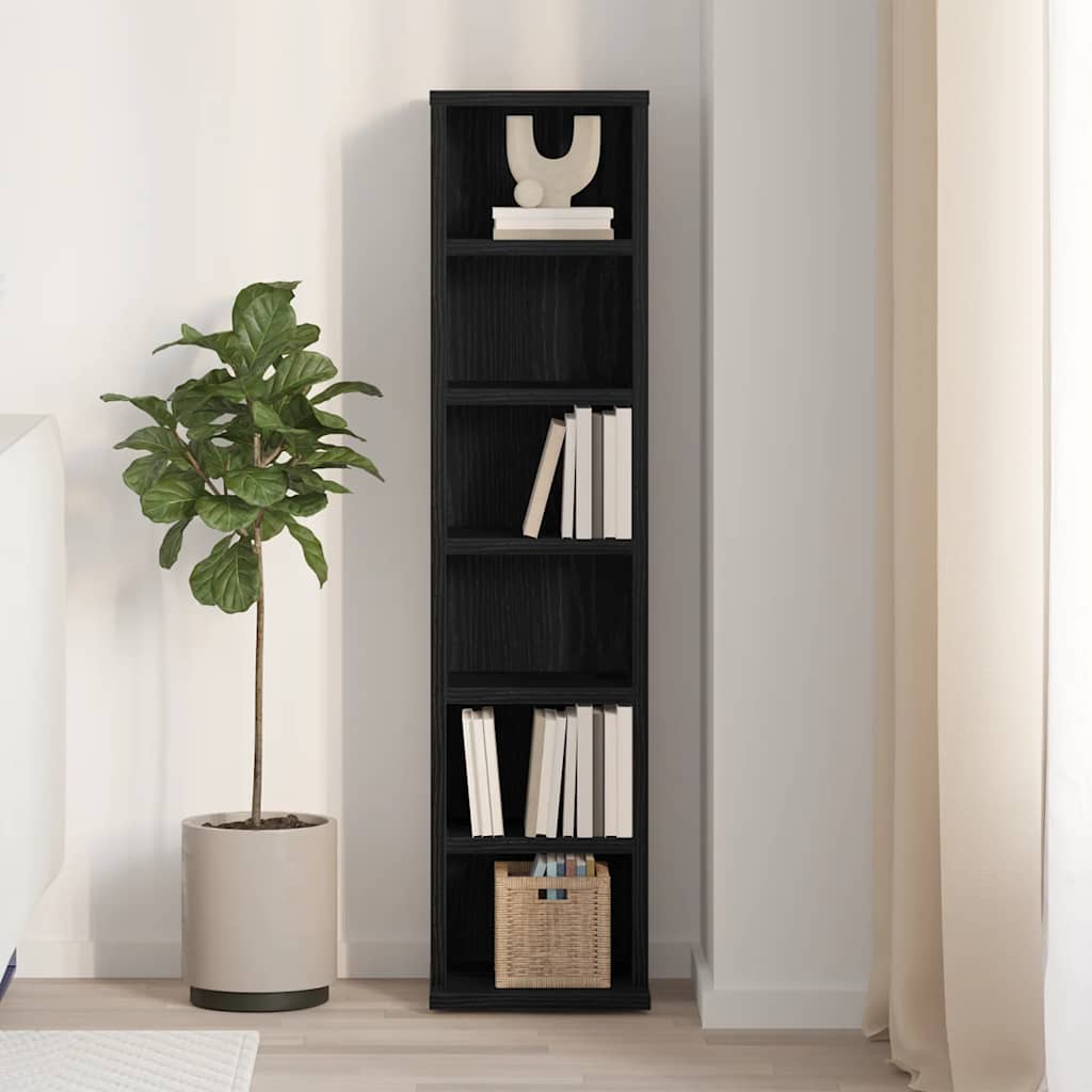 vidaXL CD Cabinet Black Oak 21x20x88 cm Engineered Wood 3