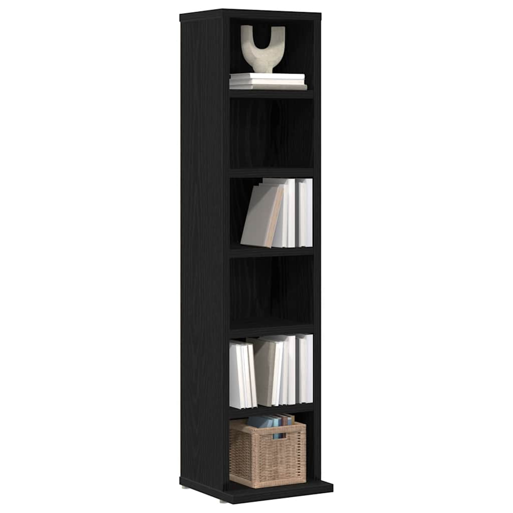 vidaXL CD Cabinet Black Oak 21x20x88 cm Engineered Wood 4