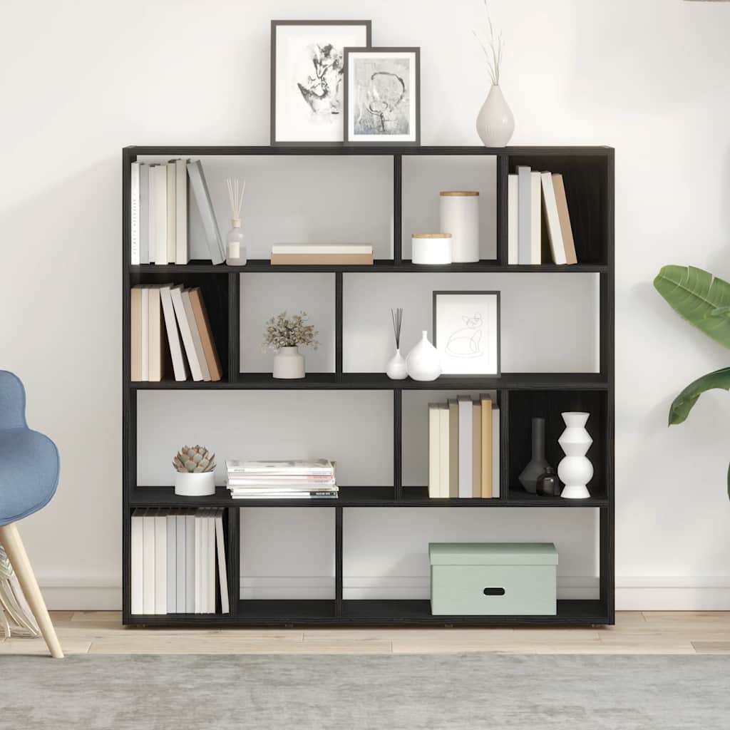 vidaXL Book Cabinet/Room Divider Black Oak 105x24x102 cm 3
